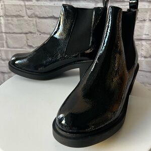Andre Assous Shiny Black Ankle Boots
